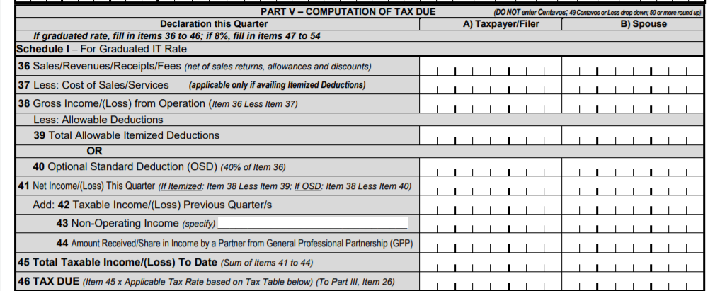 BIR Form 1701Q Part 5