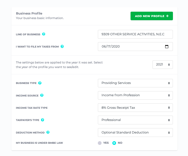 taxumo business profile example 1