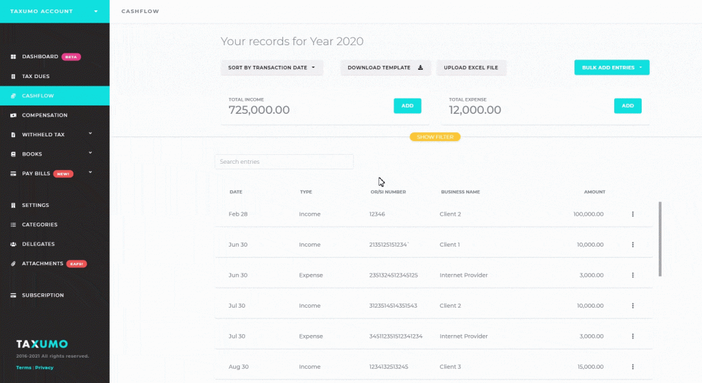 automatic tax calculation feature taxumo