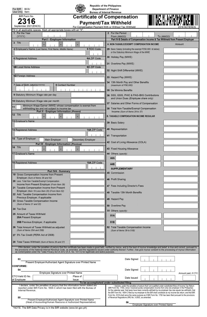 How to get form 2316